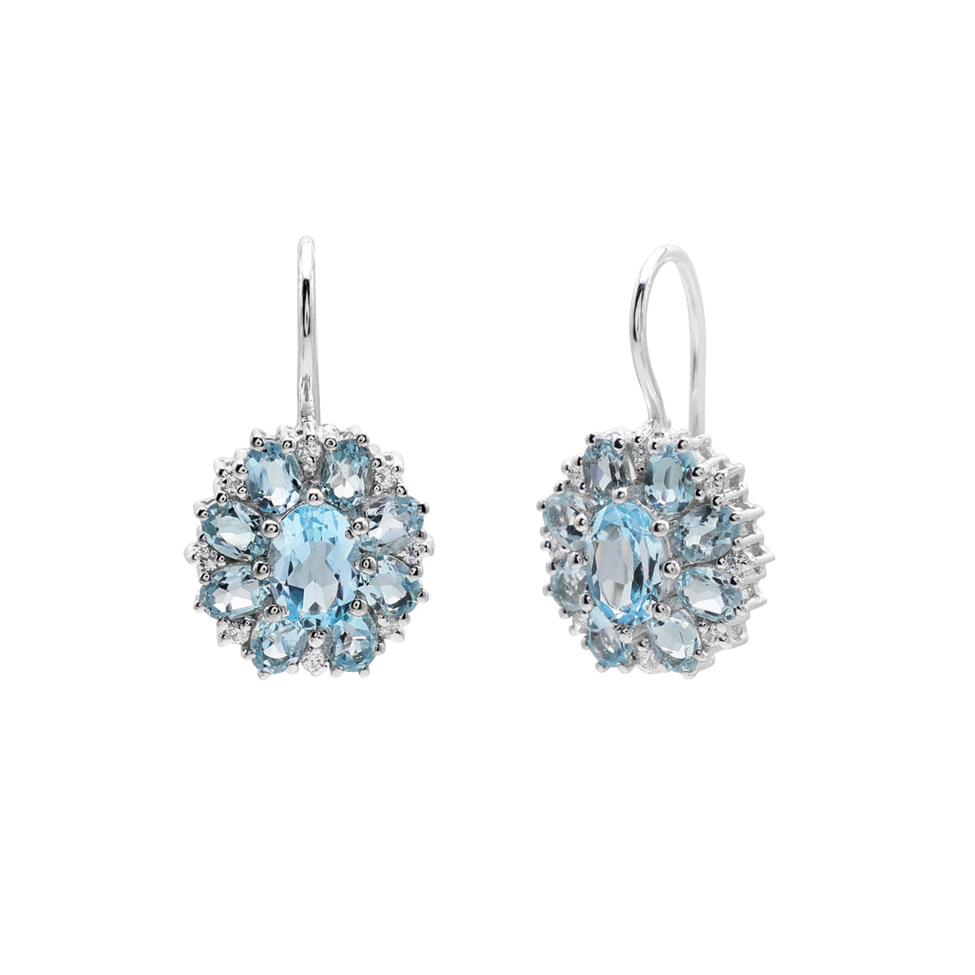 925 Sterling Silver Cubic Zirconias Blue Topaz Earrings