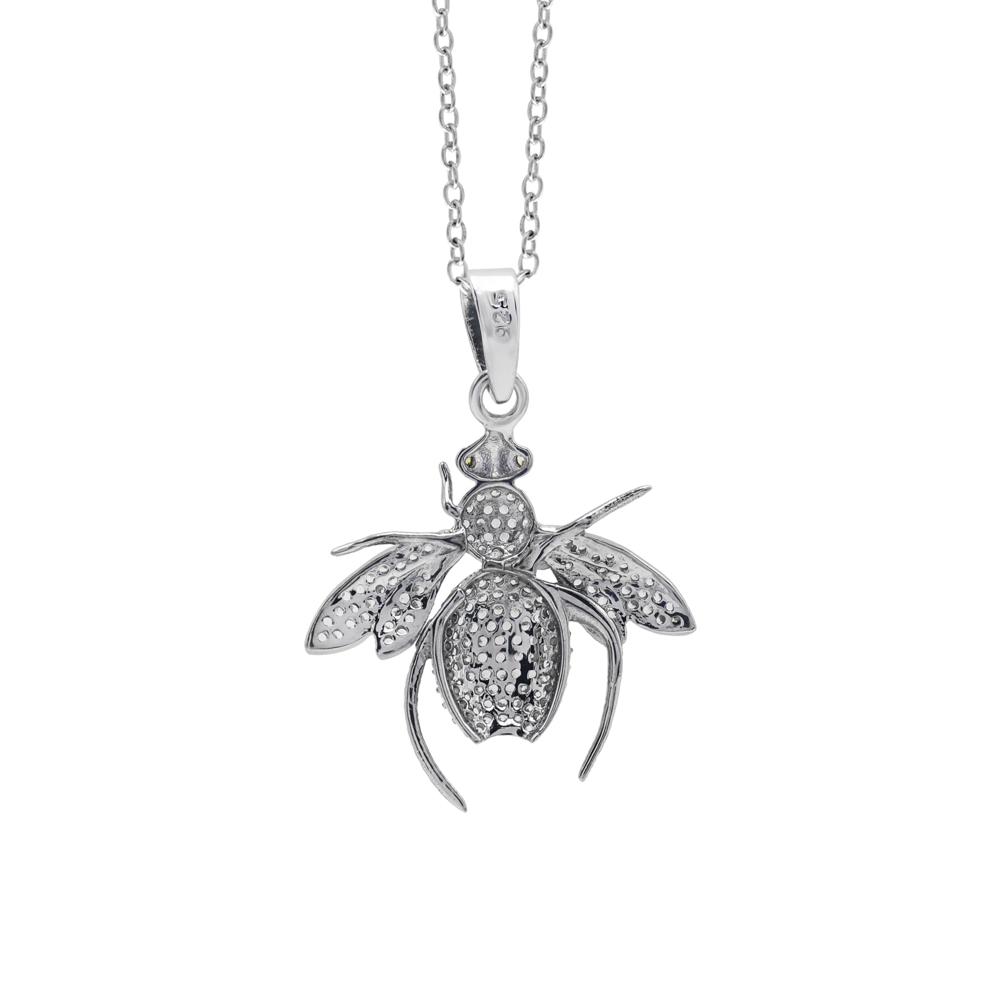 925 Sterling Silver Cubic Zirconias Fly Pedant Back View la Joyeria