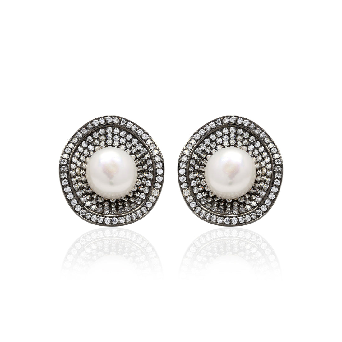 925 Sterling Silver Cubic Zirconias & Fresh-Water Pearl Earrings