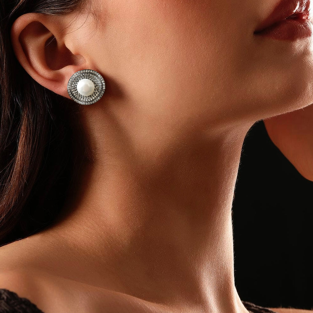 925 Sterling Silver Cubic Zirconias & Fresh-Water Pearl Earrings