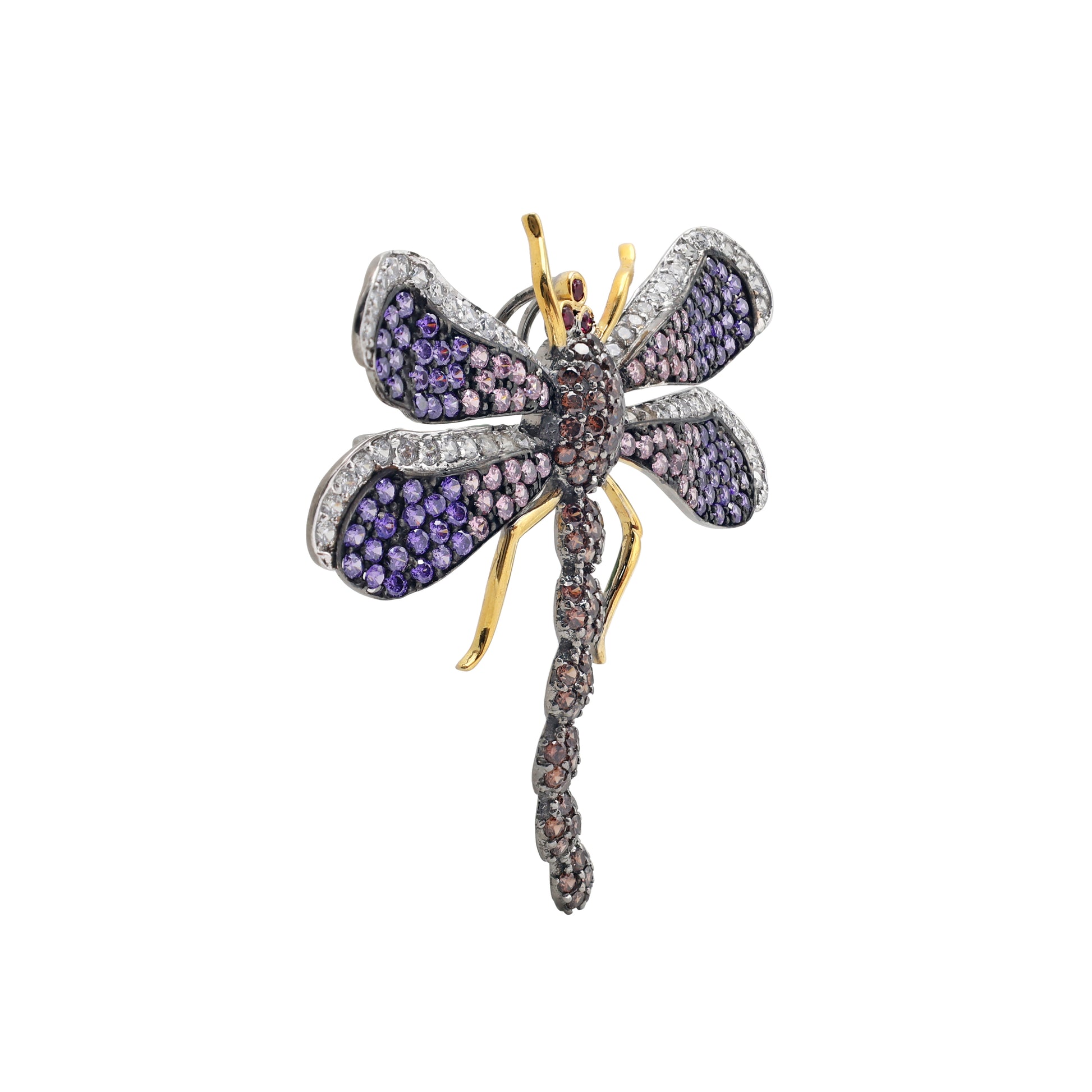 925 Sterling Silver Dragonfly Brooch Pin Side View