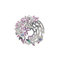 925 Sterling Silver Floral Brooch | White Gold Plated | Elegant Nature-Inspired Jewelry Back View