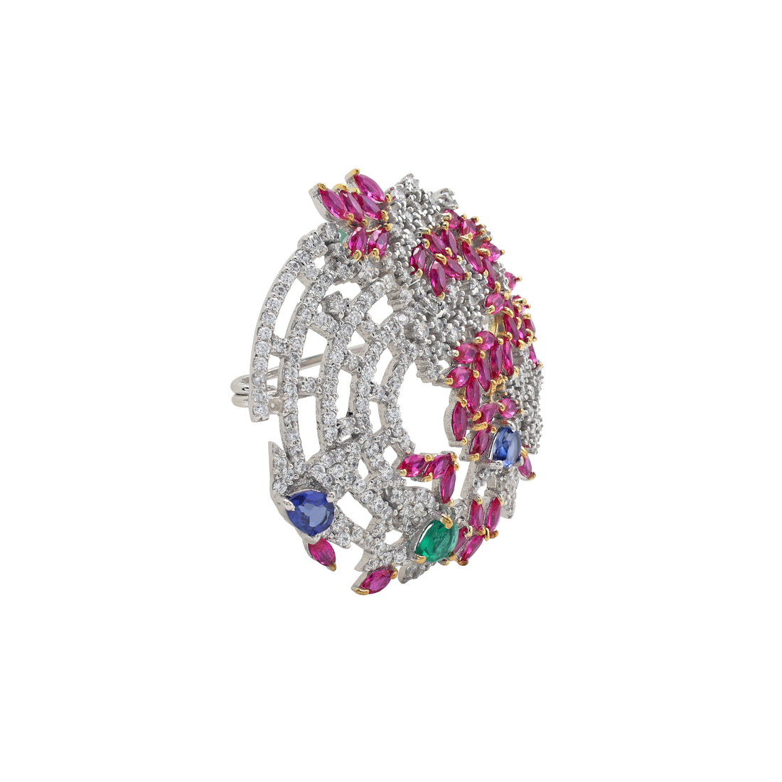 925 Sterling Silver Floral Brooch | White Gold Plated | Elegant Nature-Inspired Jewelry