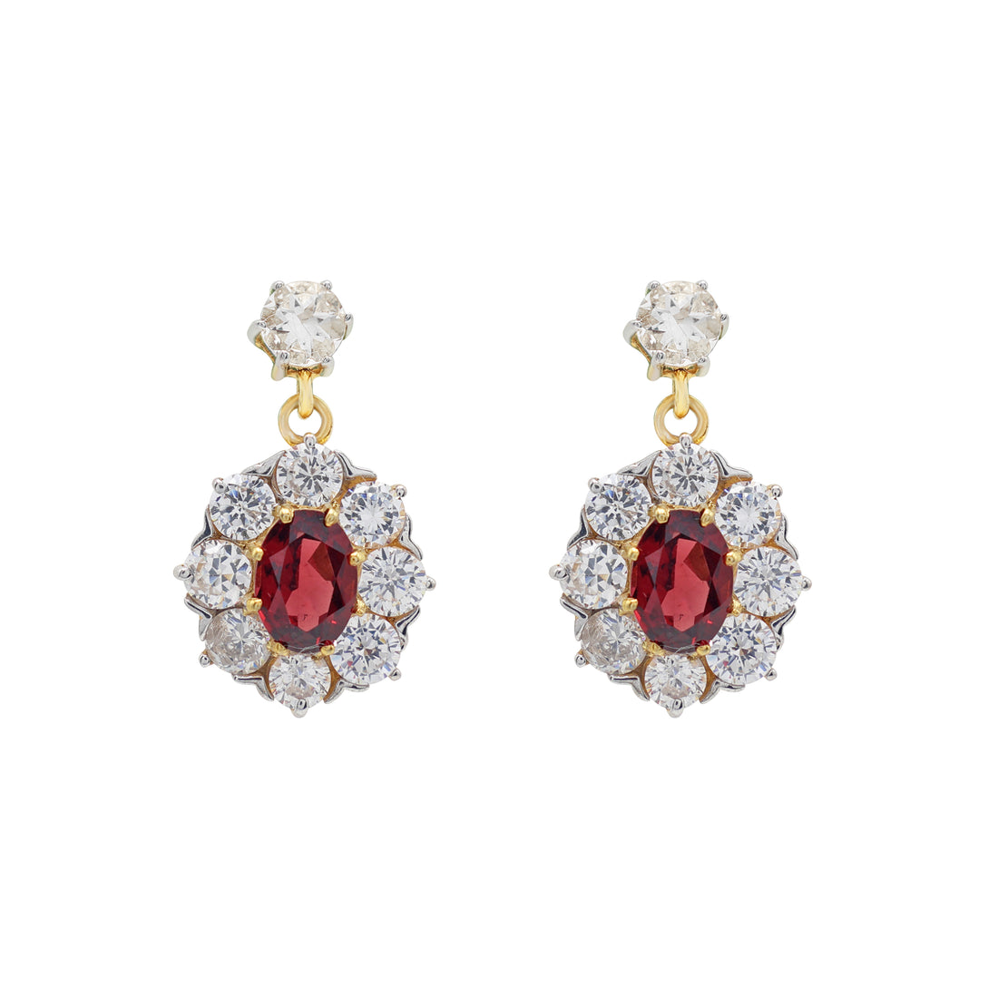 925 Sterling Silver Garnet Earrings | Yellow Gold Plated