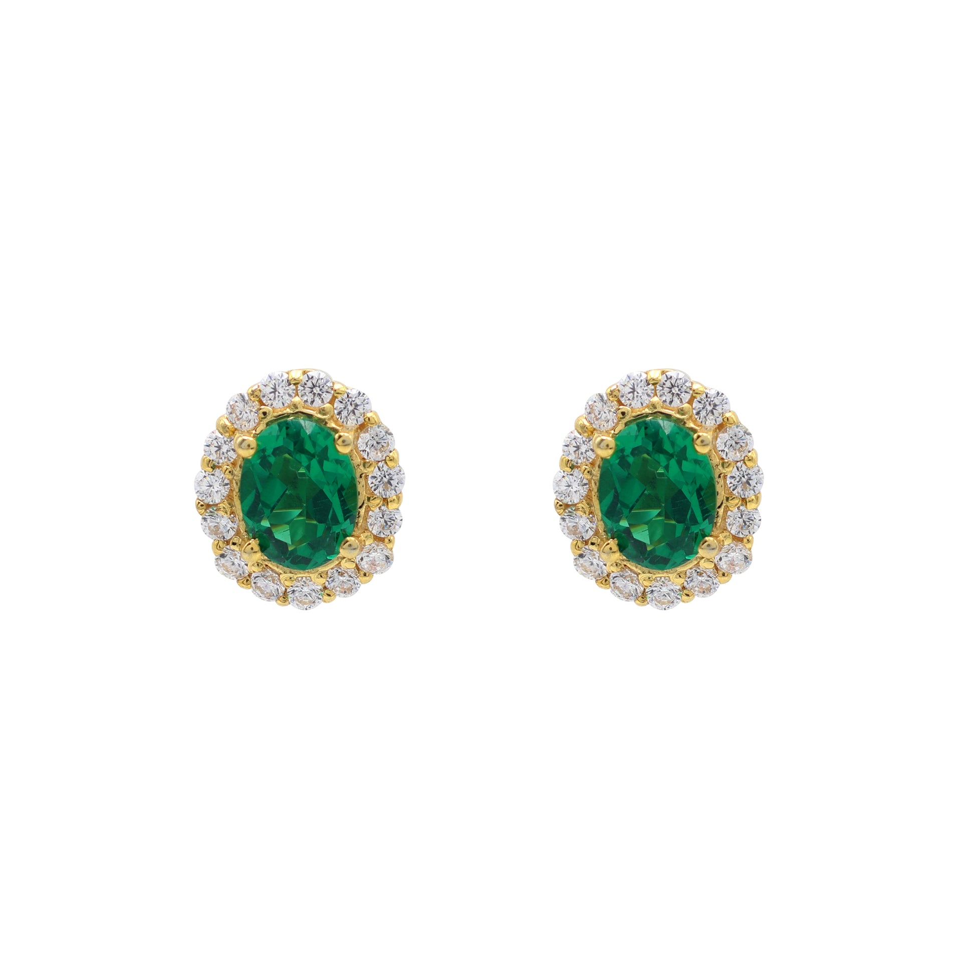 925 Sterling Silver Green Stone with Cluster Pedant Set (Earring)