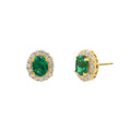 925 Sterling Silver Green Stone with Cluster Pedant Set (Earring Side View)