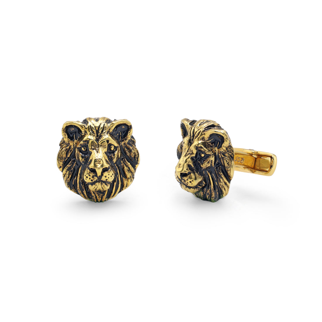 925 Sterling Silver King Lion Cufflinks Yellow Gold Plated