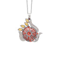 925 Sterling Silver Lab-Grown Coral Red Floral Pendant Back View La Joyeria