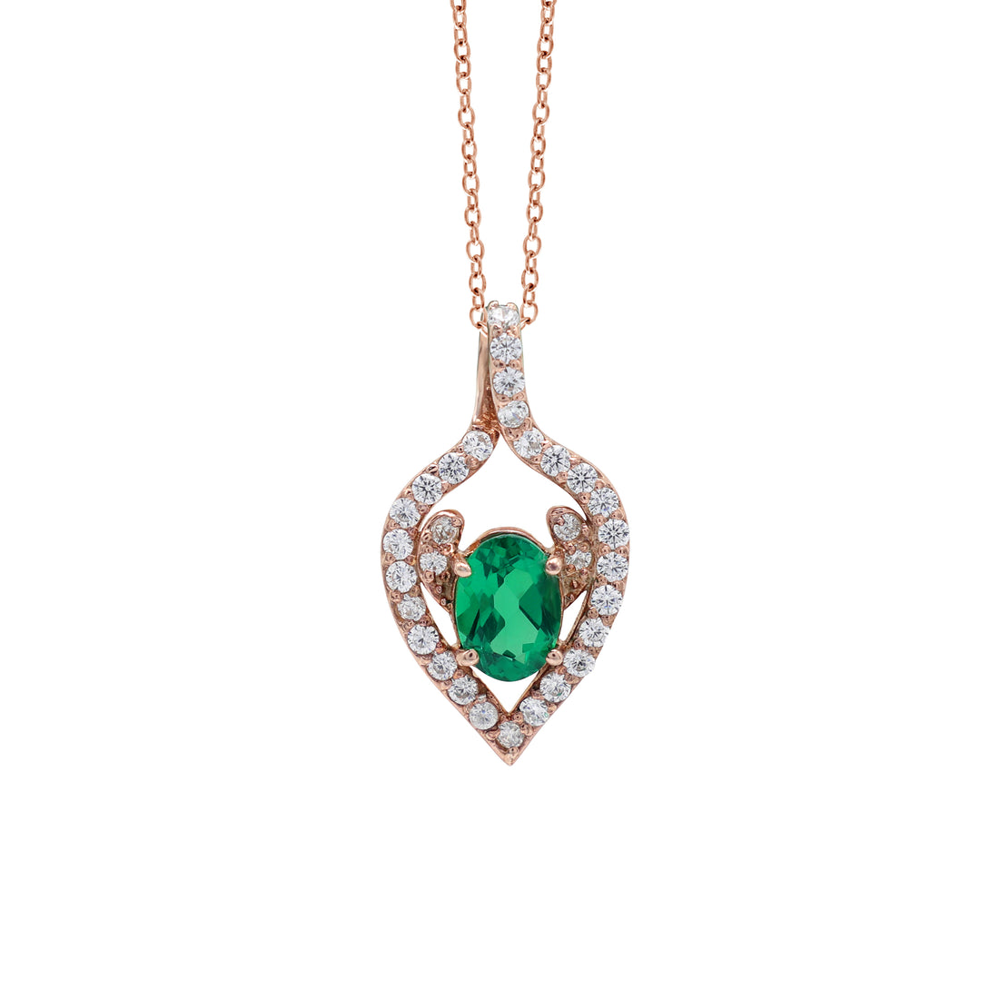 925 Sterling Silver Lab-Grown Green Stone Pendant