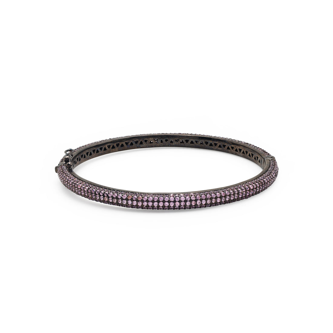 925 Sterling Silver Lab-Grown Pink Stones Bangle