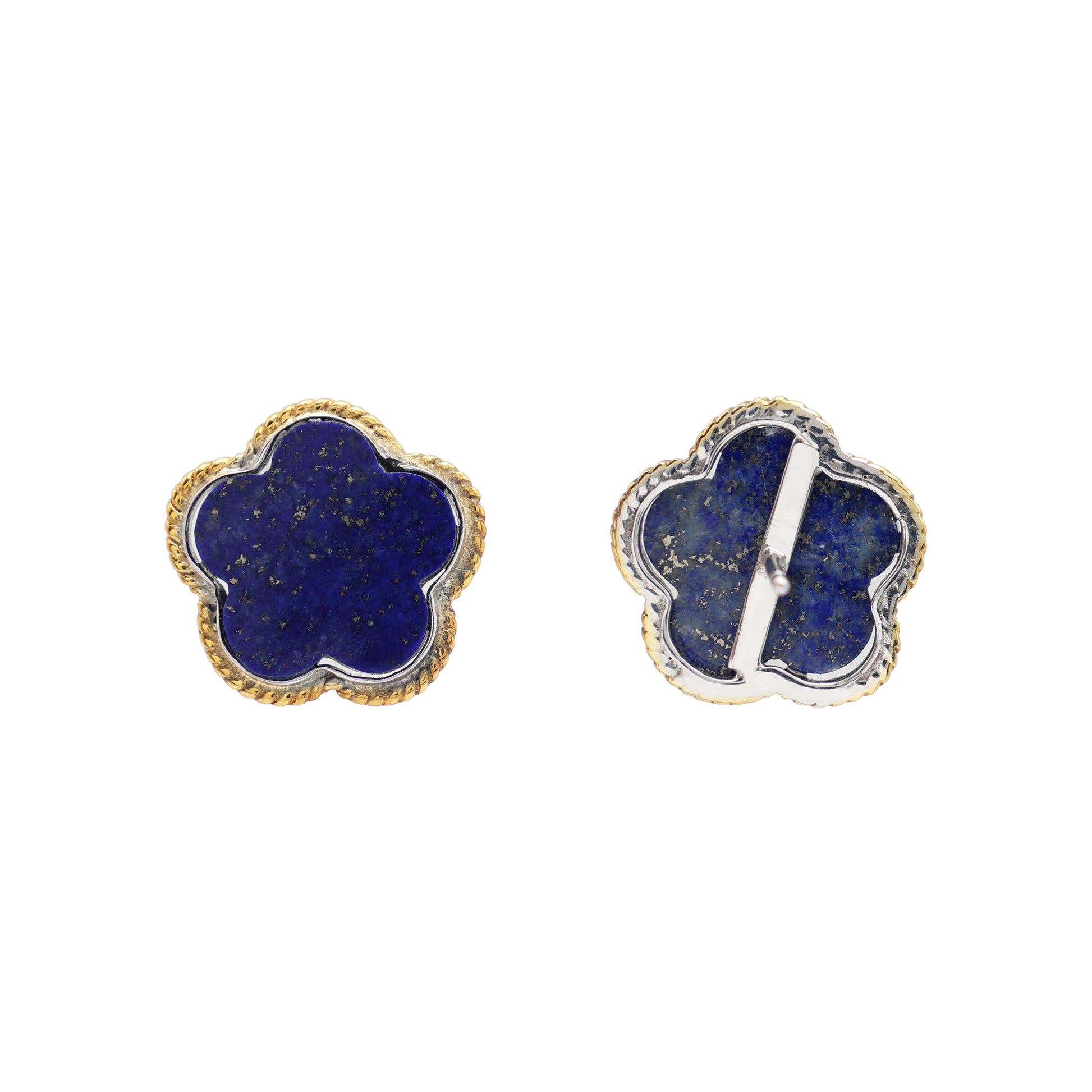 925 Sterling Silver Lapis Lazuli Stud Earring Back View