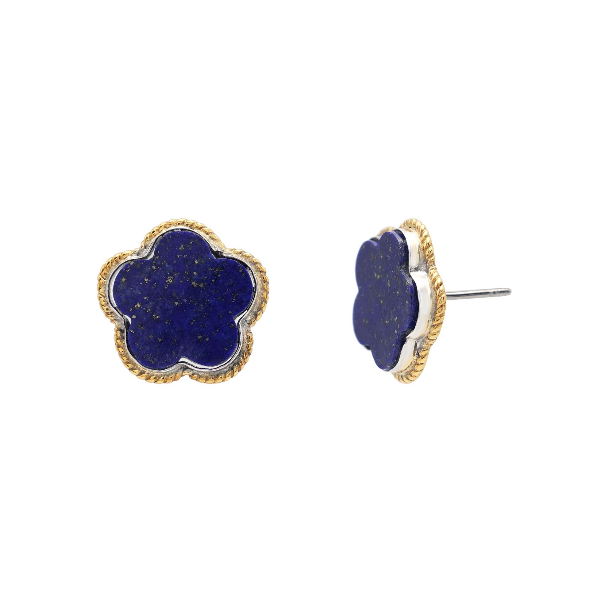 925 Sterling Silver Lapis Lazuli Stud Earring Side View