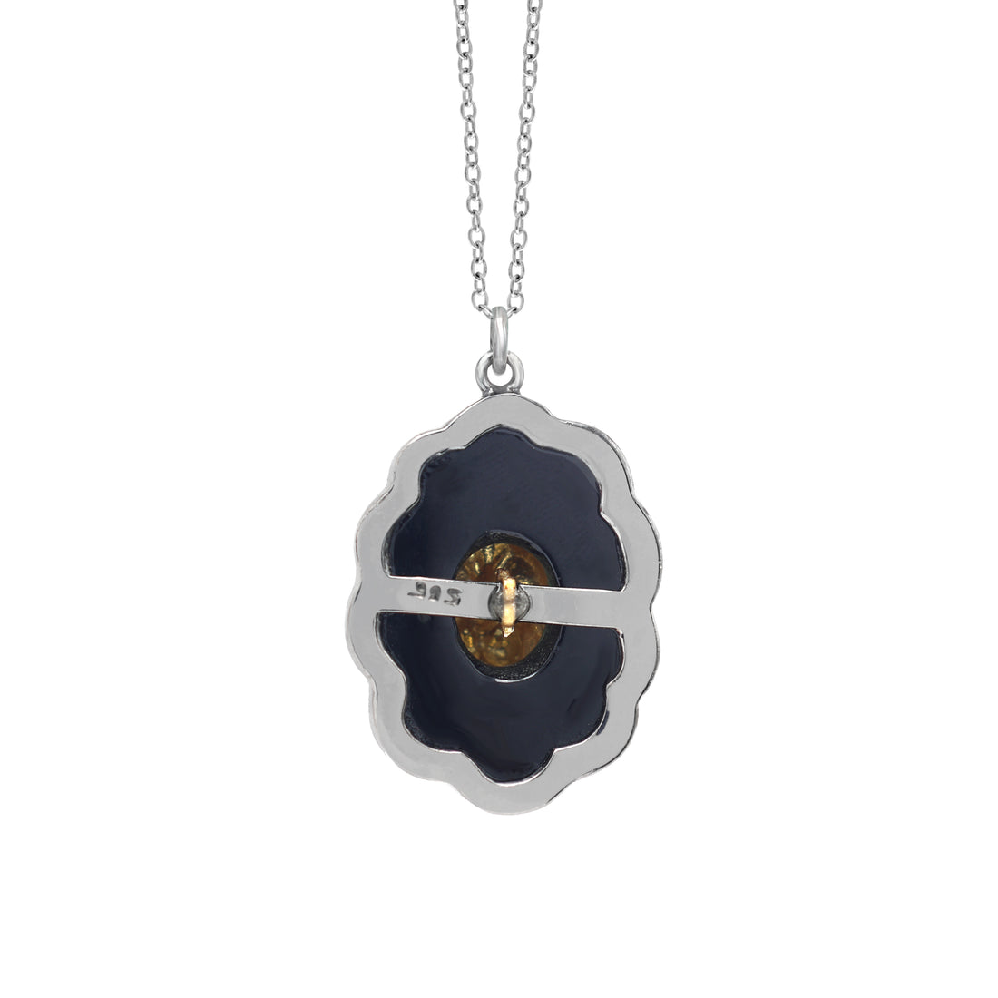 925 Sterling Silver Lion Black Onyx Pendant