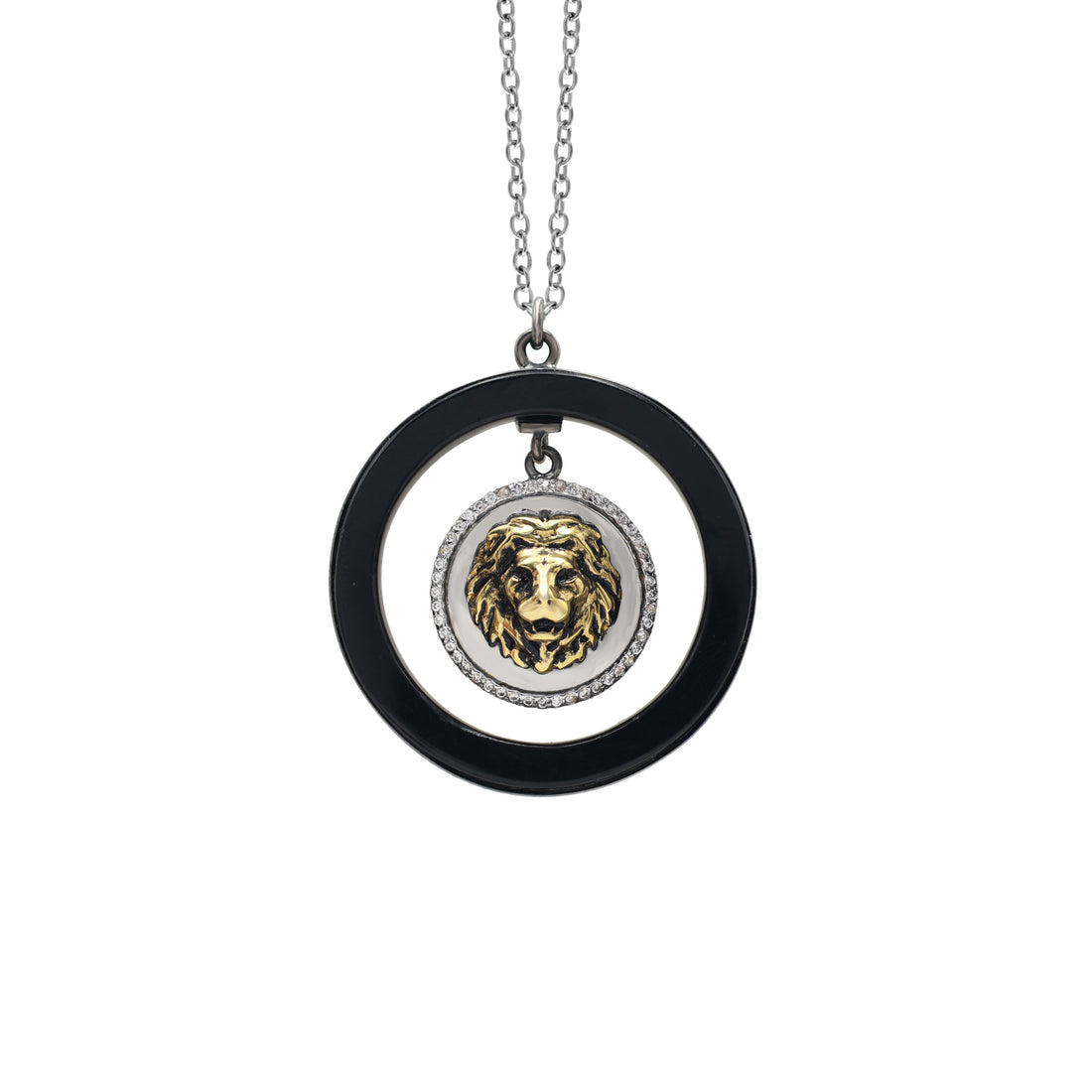 925 Sterling Silver Lion Clustered with Cubic Zirconias Pendant