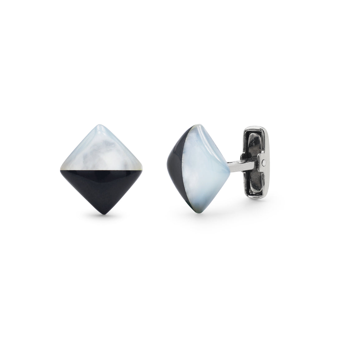 925 Sterling Silver Mother of Pearl & Black Onyx Cufflinks
