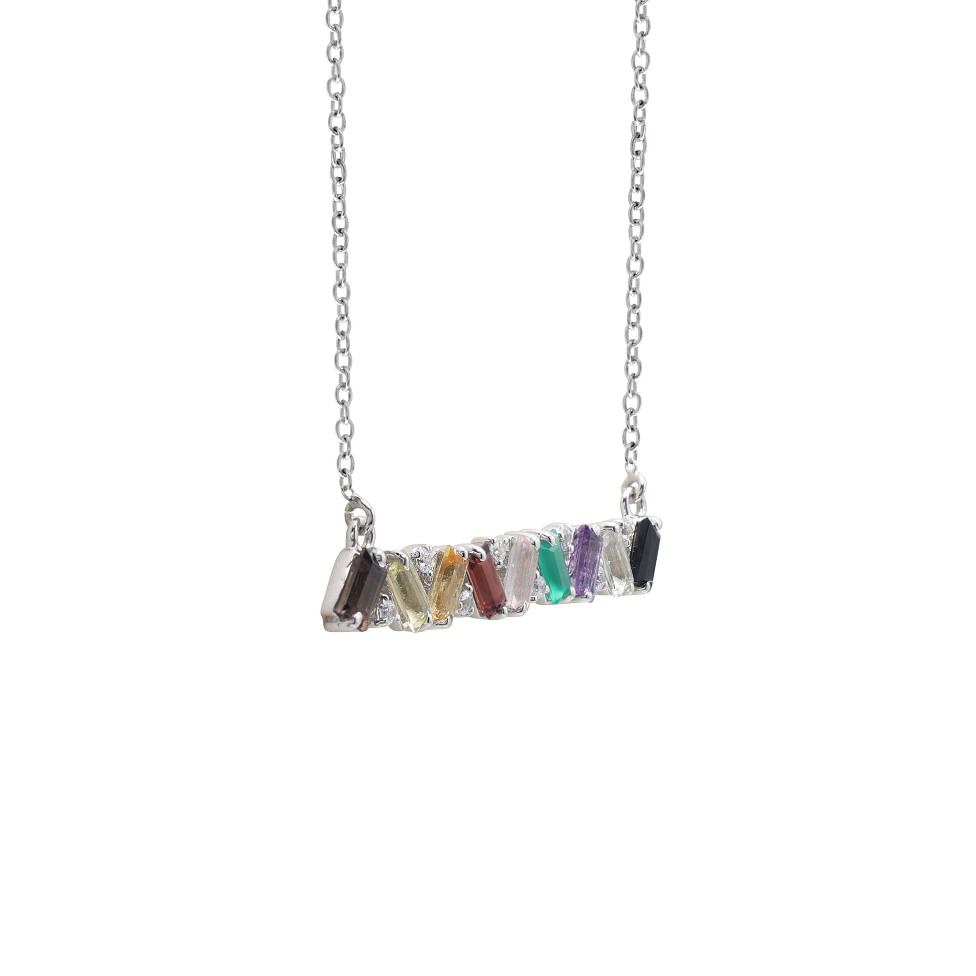 925 Sterling Silver Multi-Color Stones Pendant Side View