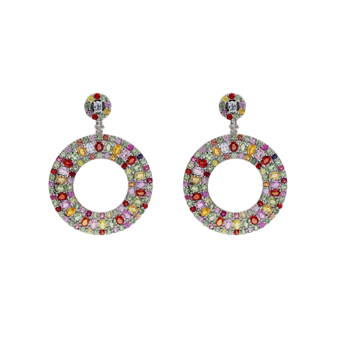 925 Sterling Silver Multi-Sapphire Earring