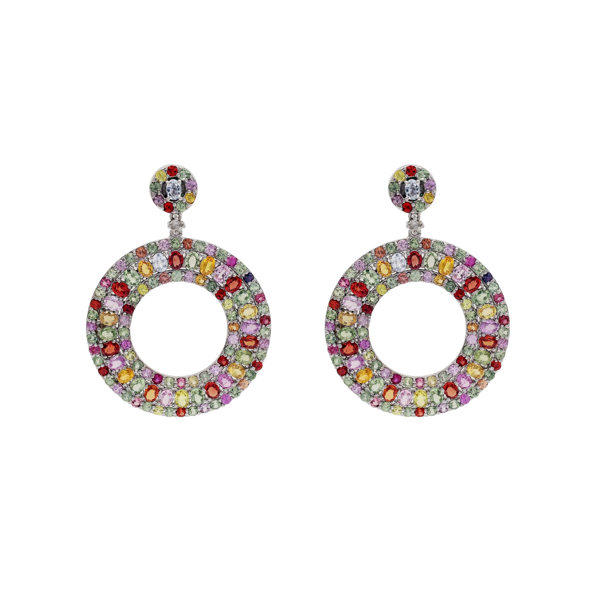 925 Sterling Silver Multi-Sapphire Earring