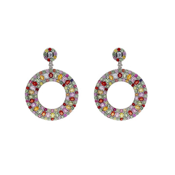 925 Sterling Silver Multi-Sapphire Earring