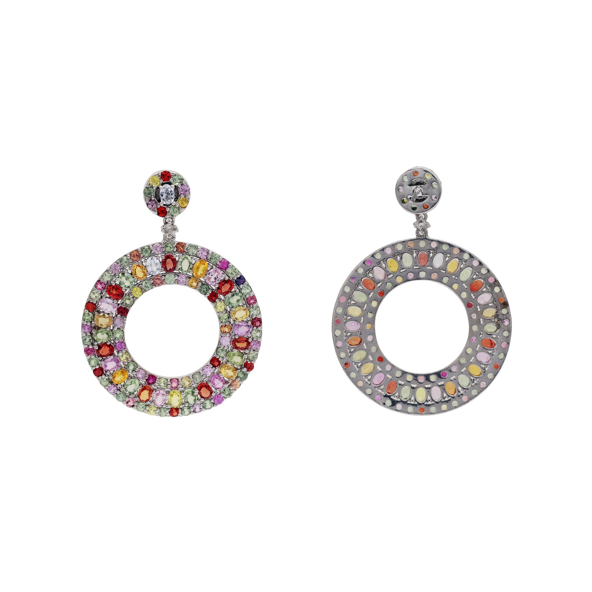 925 Sterling Silver Multi-Sapphire Earring
