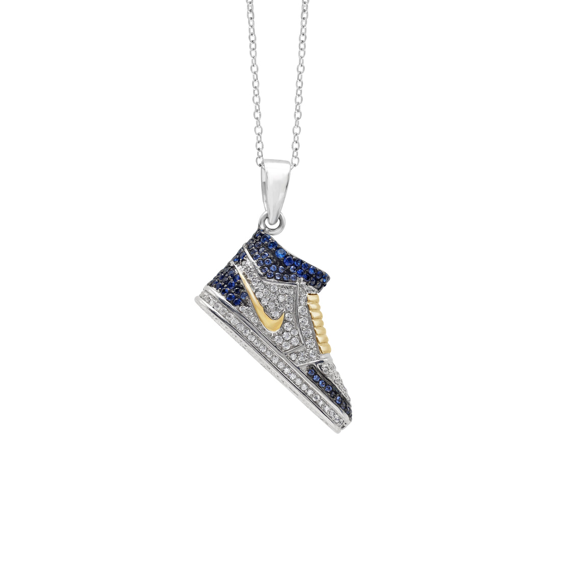925 Sterling Silver Nike Jordan Pendant With Chain Front View