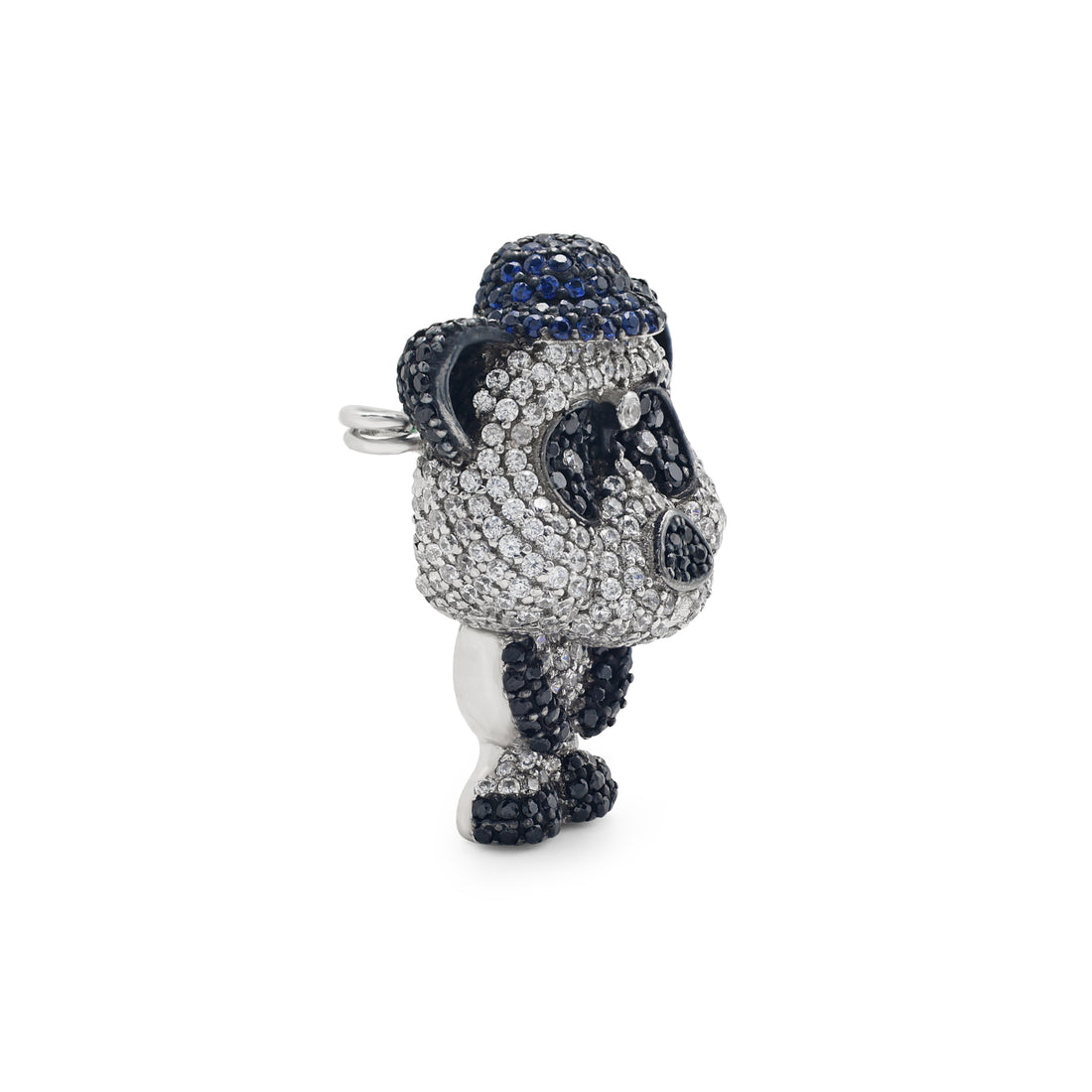 925 Sterling Silver Panda Brooch | Cubic Zirconia, Black Spinel Stone Side View