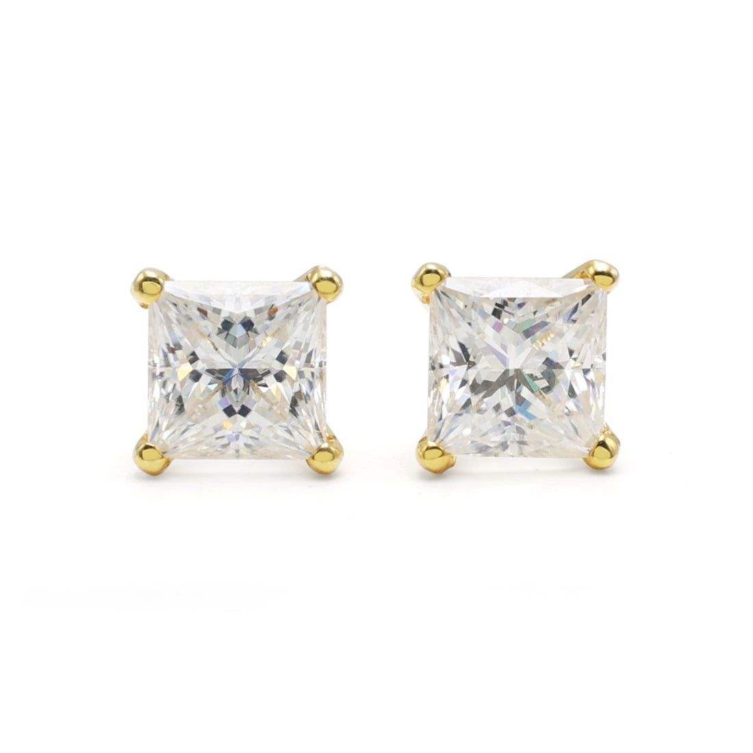 925 Sterling Silver Princess Moissanite Stud Earrings