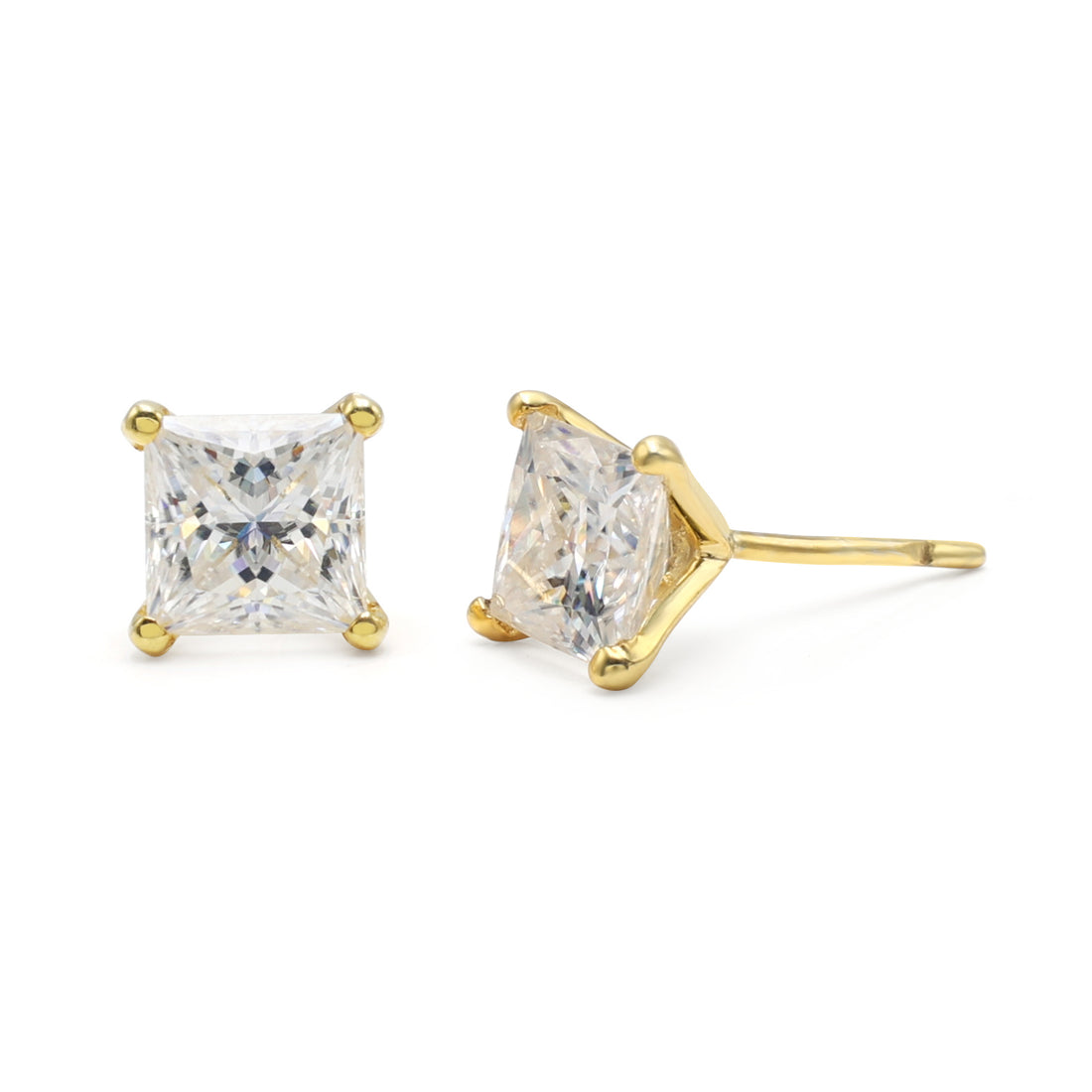 925 Sterling Silver Princess Moissanite Stud Earrings