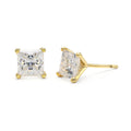 925 Sterling Silver Princess Moissanite Stud Earrings Side View