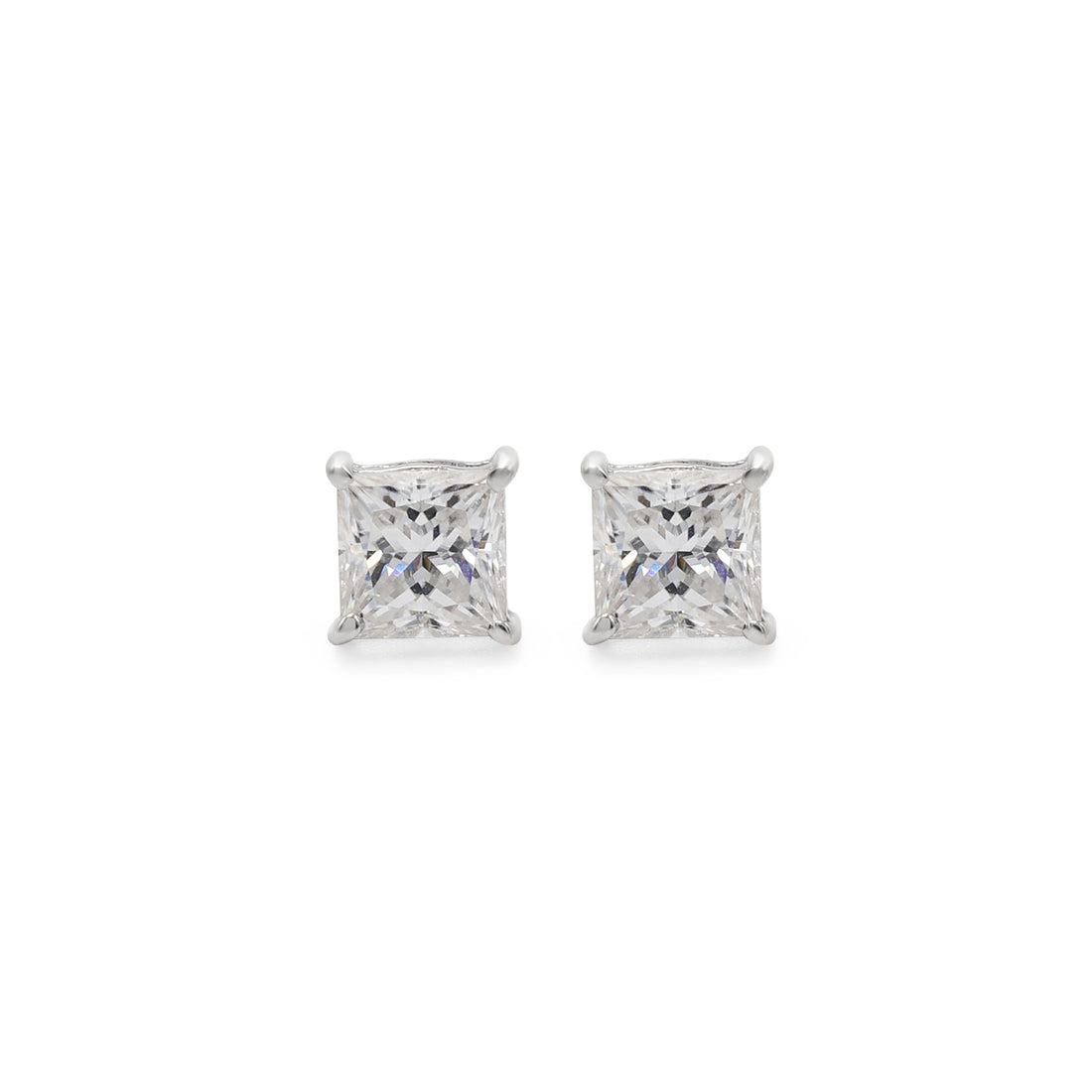 925 Sterling Silver Princess Moissanite Studs Earrings