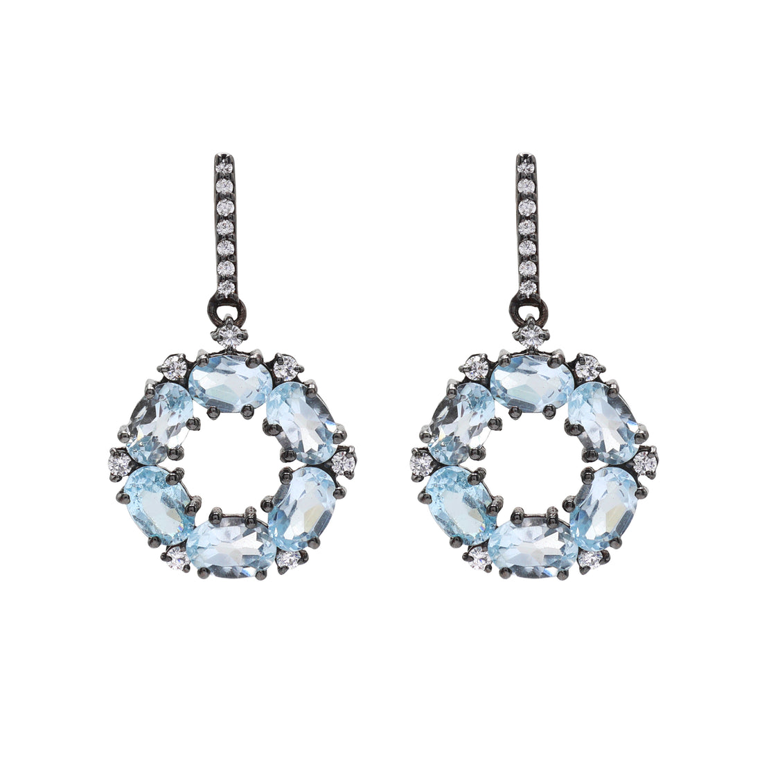 925 Sterling Silver Radial Blue Topaz Earrings