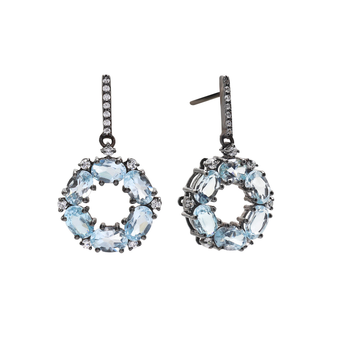 925 Sterling Silver Radial Blue Topaz Earrings
