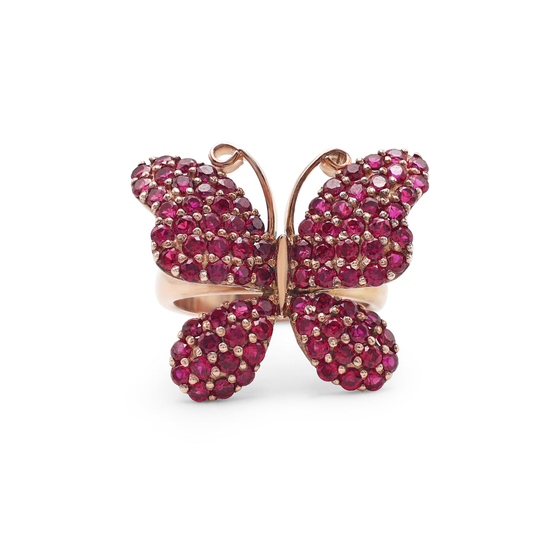 925 Sterling Silver Red Stone Butterfly Ring La Joyeria