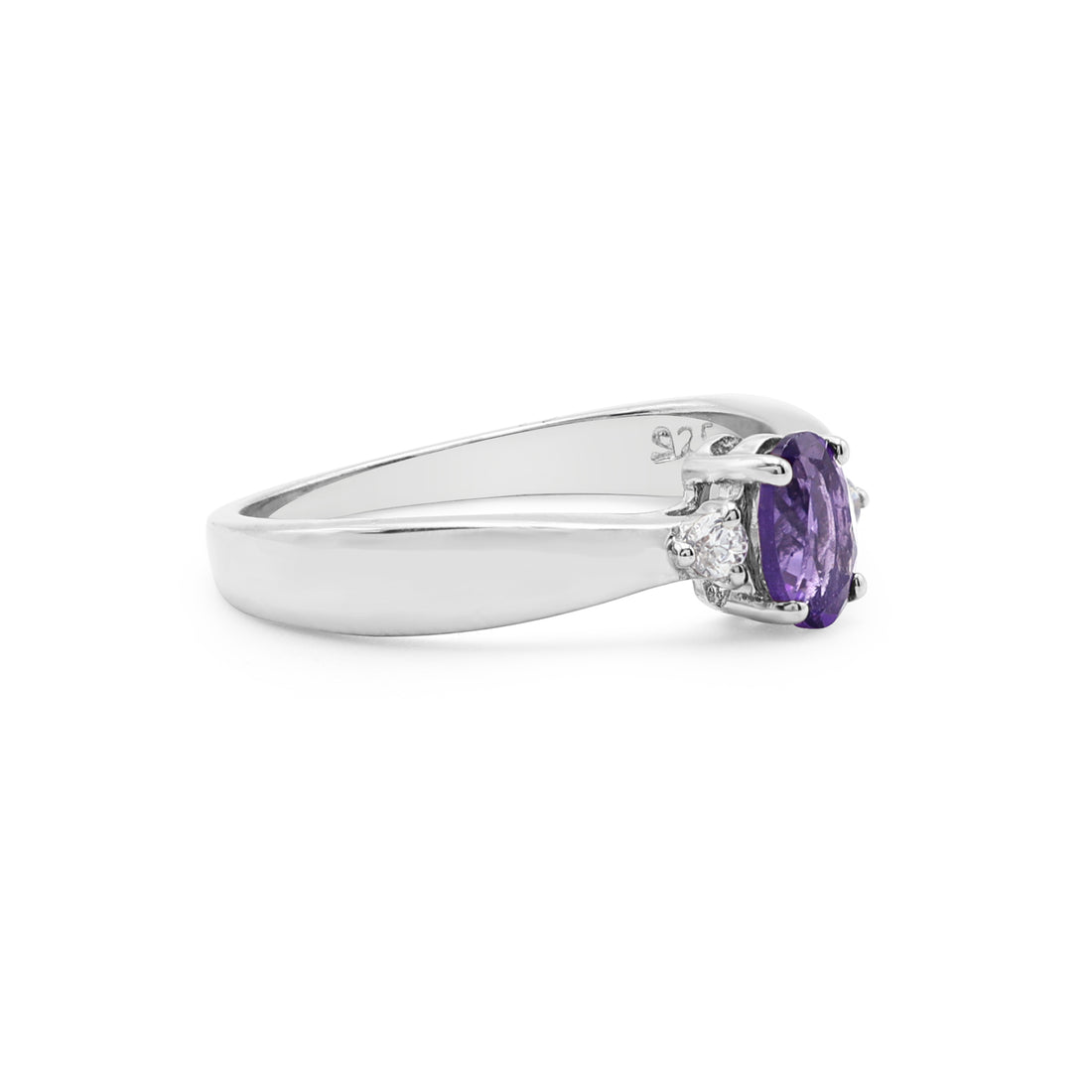 925 Sterling Silver Rhodium Plated Celestial Amethyst Ring La Joyeria