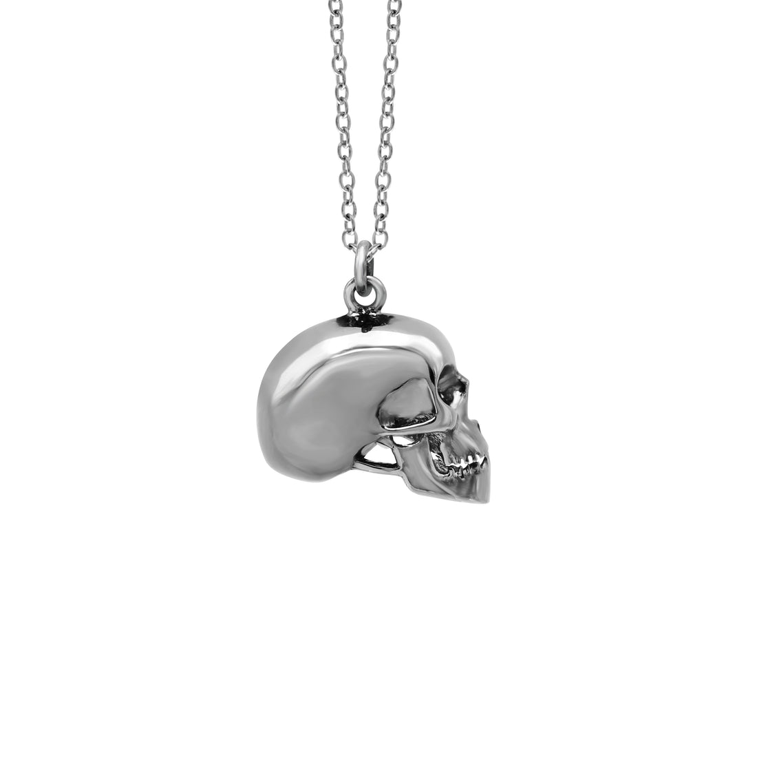 925 Sterling Silver Rhodium Plated Skull Pendant La Joyeria