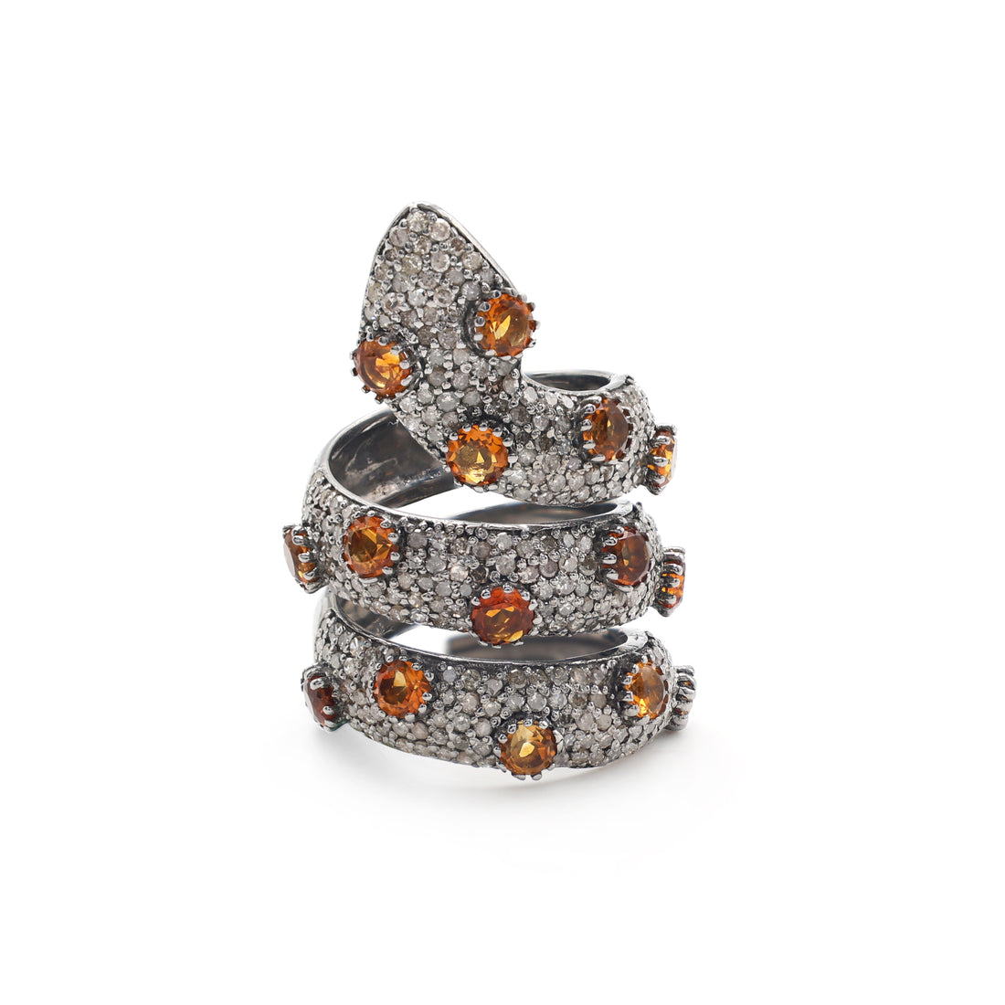 925 Sterling Silver Rhodium Plated Victorian Snake Ring La Joyeria