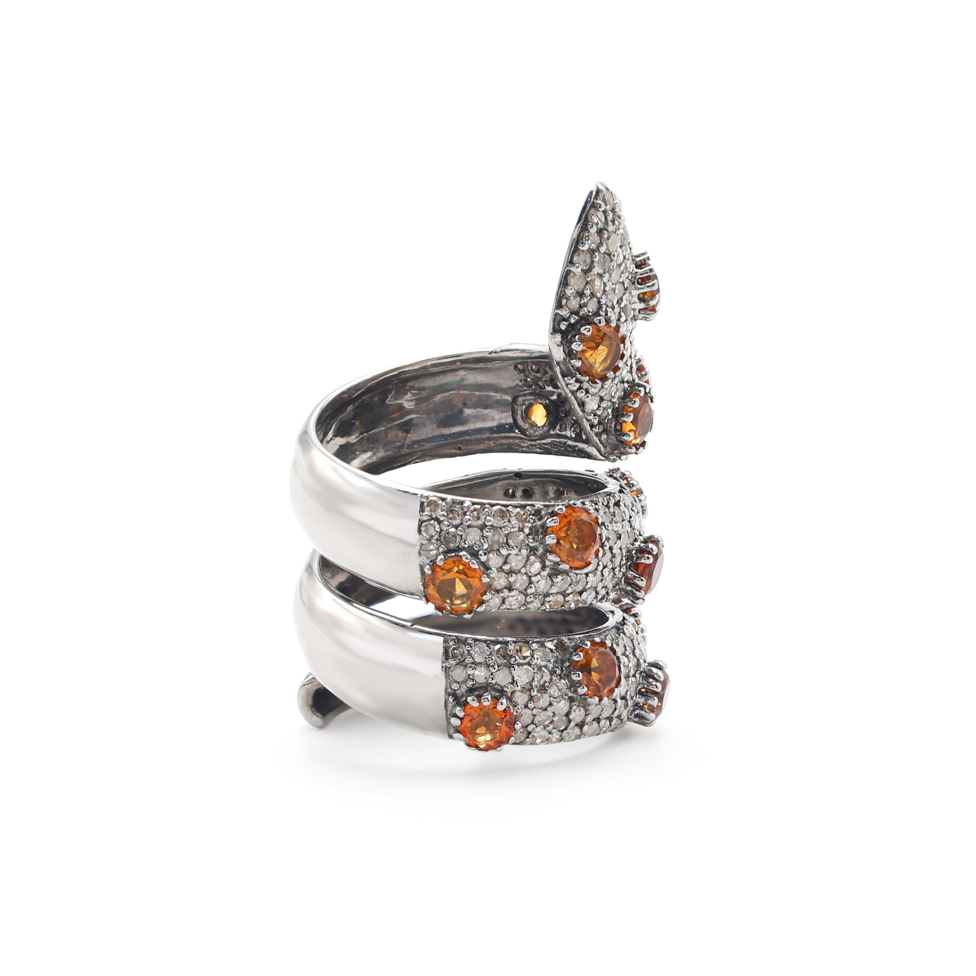 925 Sterling Silver Rhodium Plated Victorian Snake Ring Side View La Joyeria