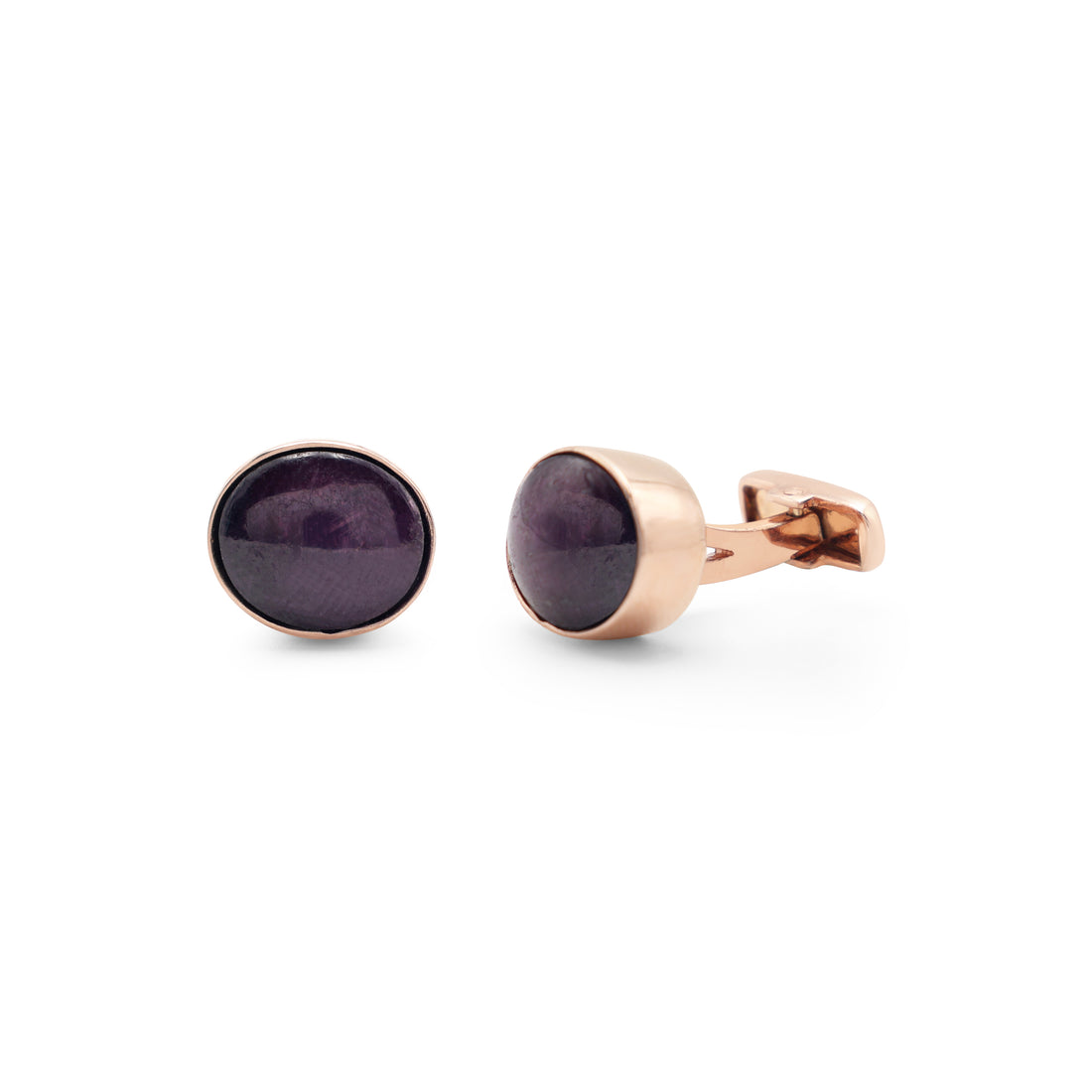925 Sterling Silver  Rose Gold Plated Star-Ruby Cufflinks