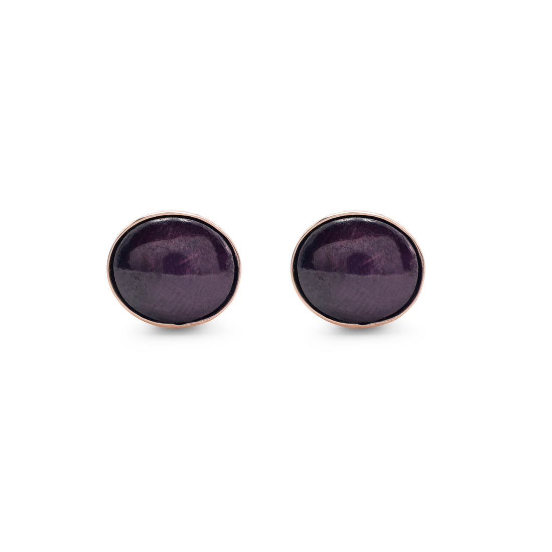 925 Sterling Silver  Rose Gold Plated Star-Ruby Cufflinks