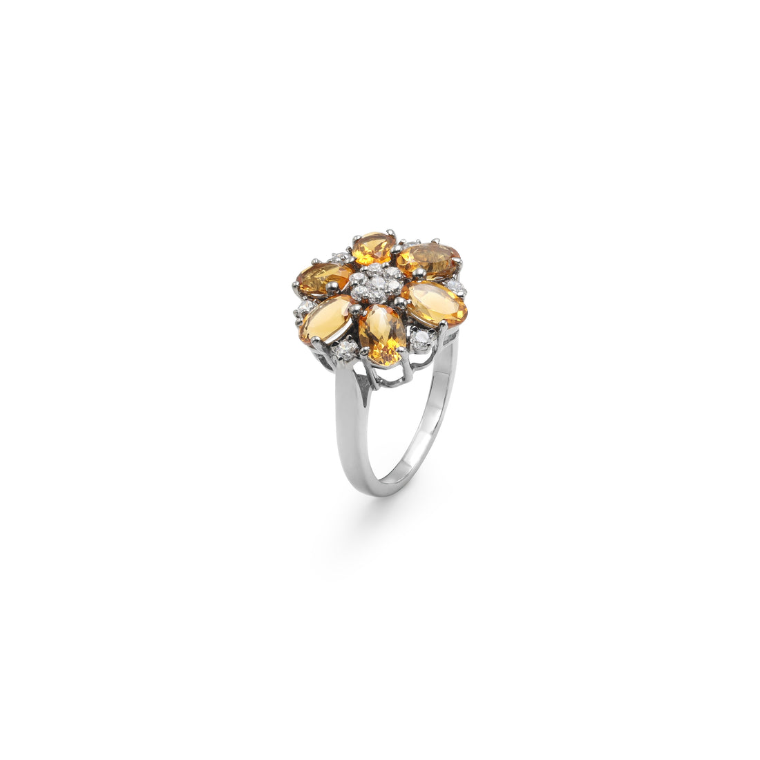 925 Sterling Silver Silken Petal Citrine Ring