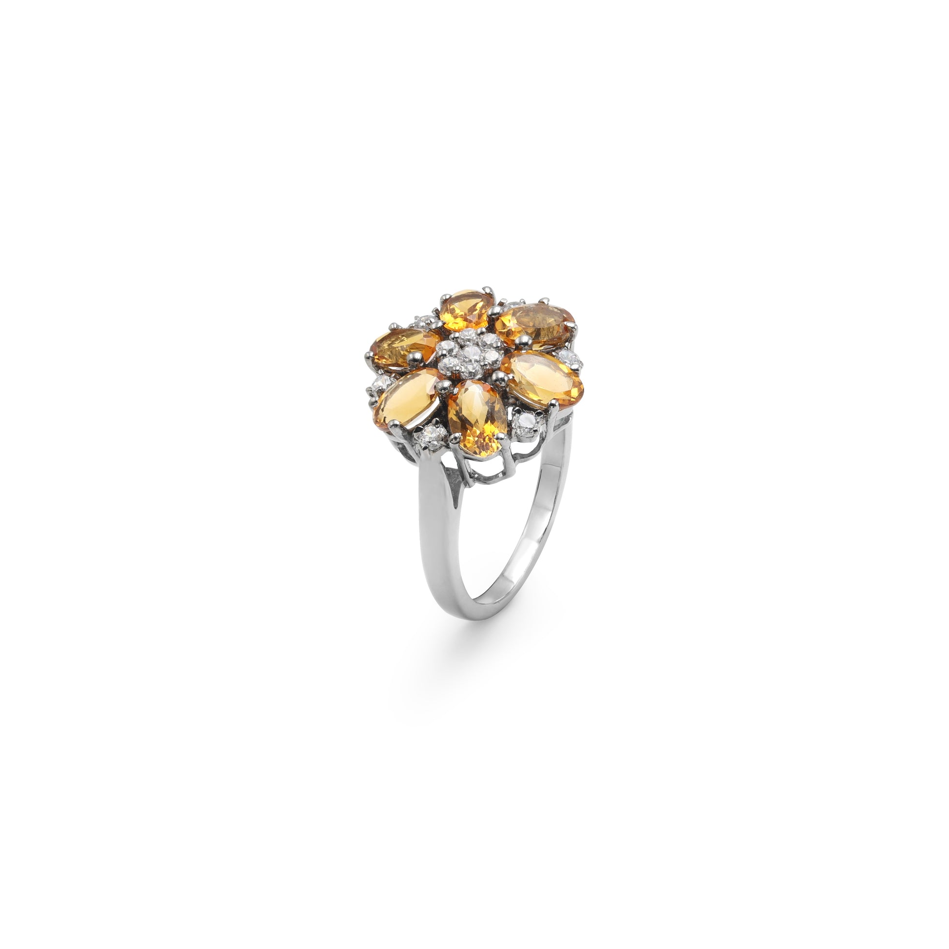 925 Sterling Silver Silken Petal Citrine Ring