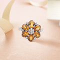 925 Sterling Silver Silken Petal Citrine Ring Front View 