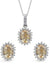 925 Sterling Silver Solar Citrine Pendant Set With Earring