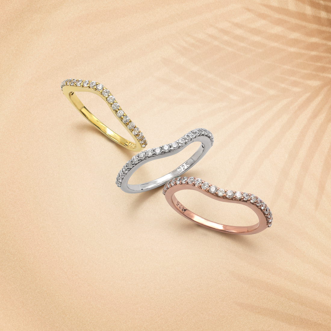925 Sterling Silver Stack Rings - Cubic Zirconia Rings For Girls/Women
