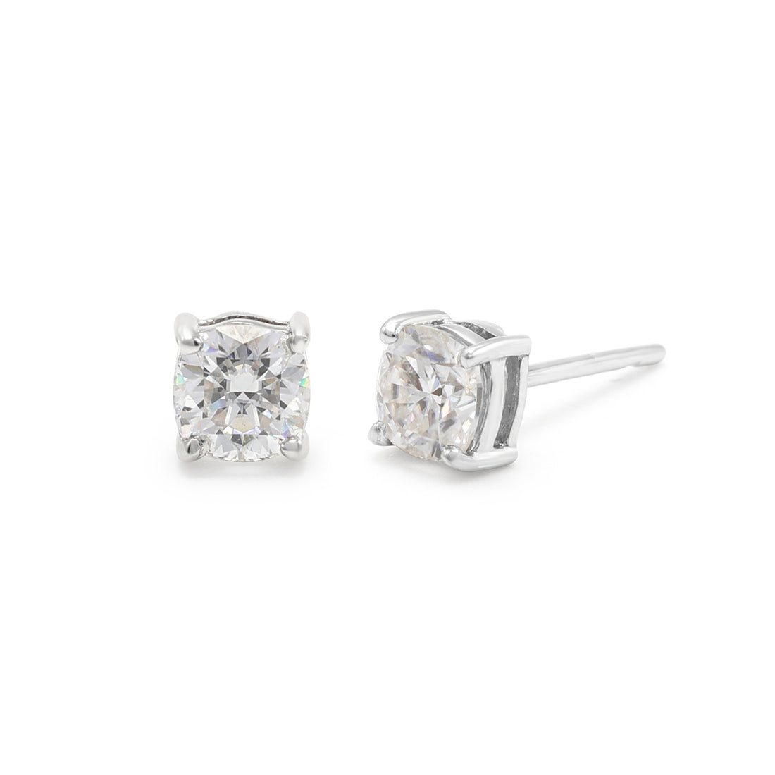 925 Sterling Silver Studs With Round Moissanite Stones