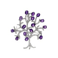 925 Sterling Silver Tree Amethyst Brooch