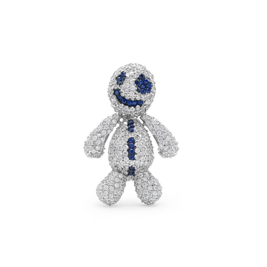 925 Sterling Silver Voodoo Iced Brooch | Cubic Zirconia & Lab-Grown Blue Stone