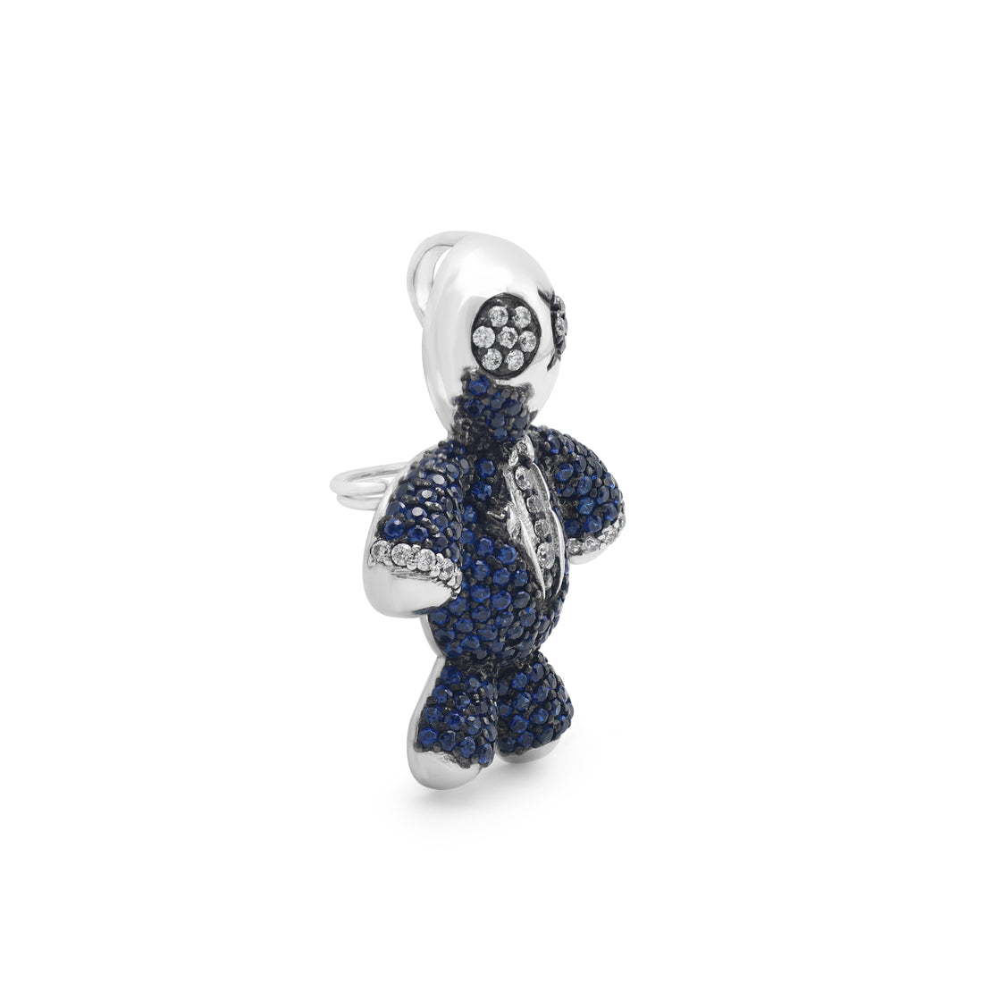 925 Sterling Silver Voodoo Iced Brooch | Cubic Zirconia & Lab-Grown Blue Stone