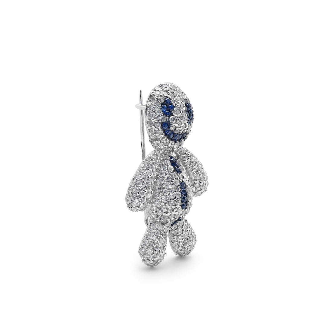 925 Sterling Silver Voodoo Iced Brooch | Cubic Zirconia & Lab-Grown Blue Stone