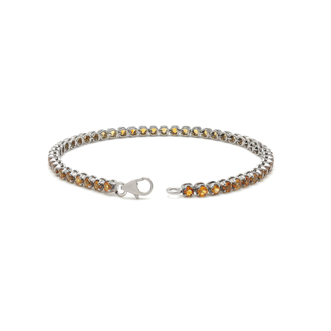 925 Sterling Silver White Gold Plated Citrine Bracelet